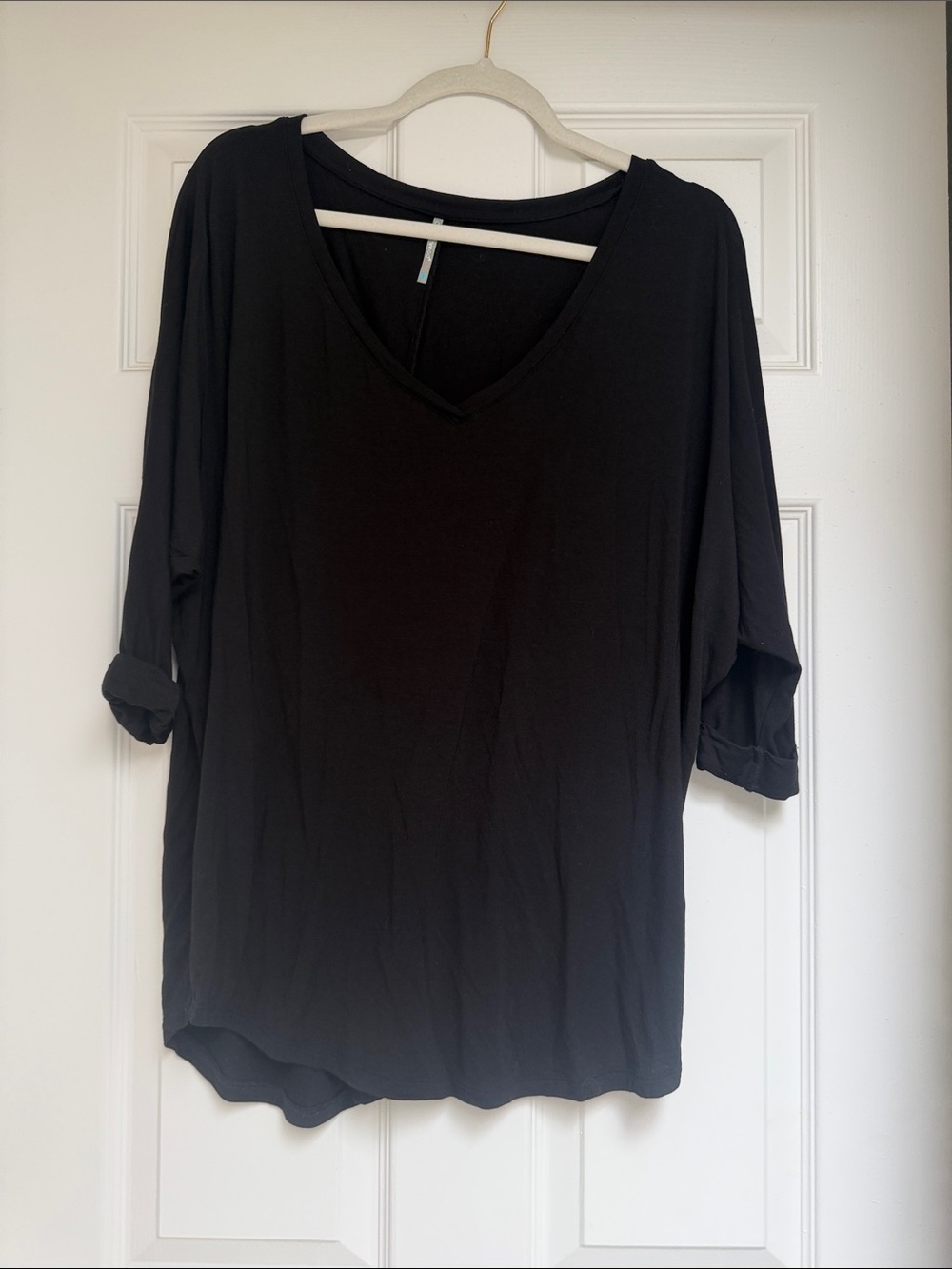 Black V-Neck Women's Top